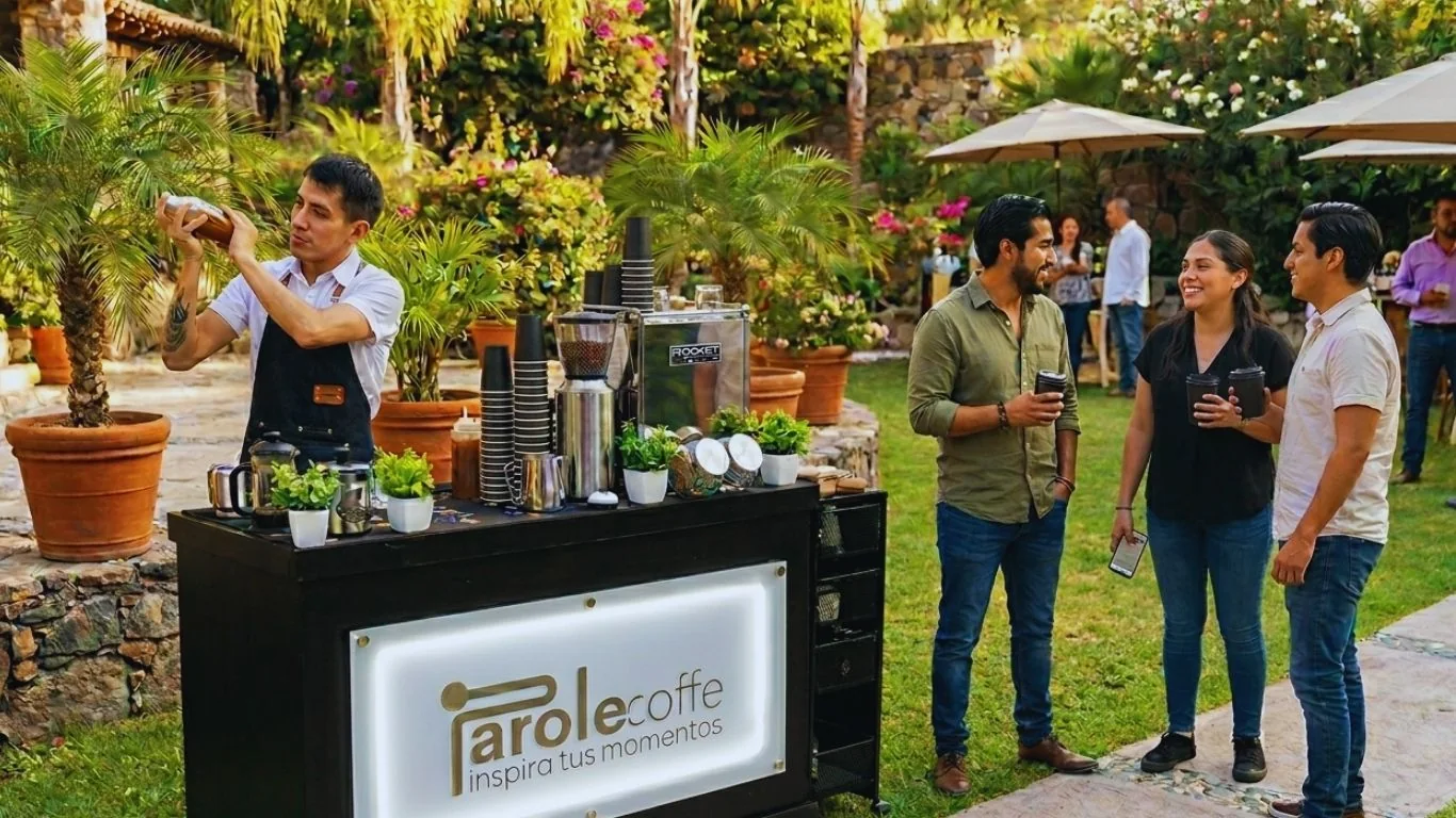 Barra móvil de Parole Coffe en un evento al aire libre